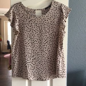Flutter sleeves lightweight polka dots blouse